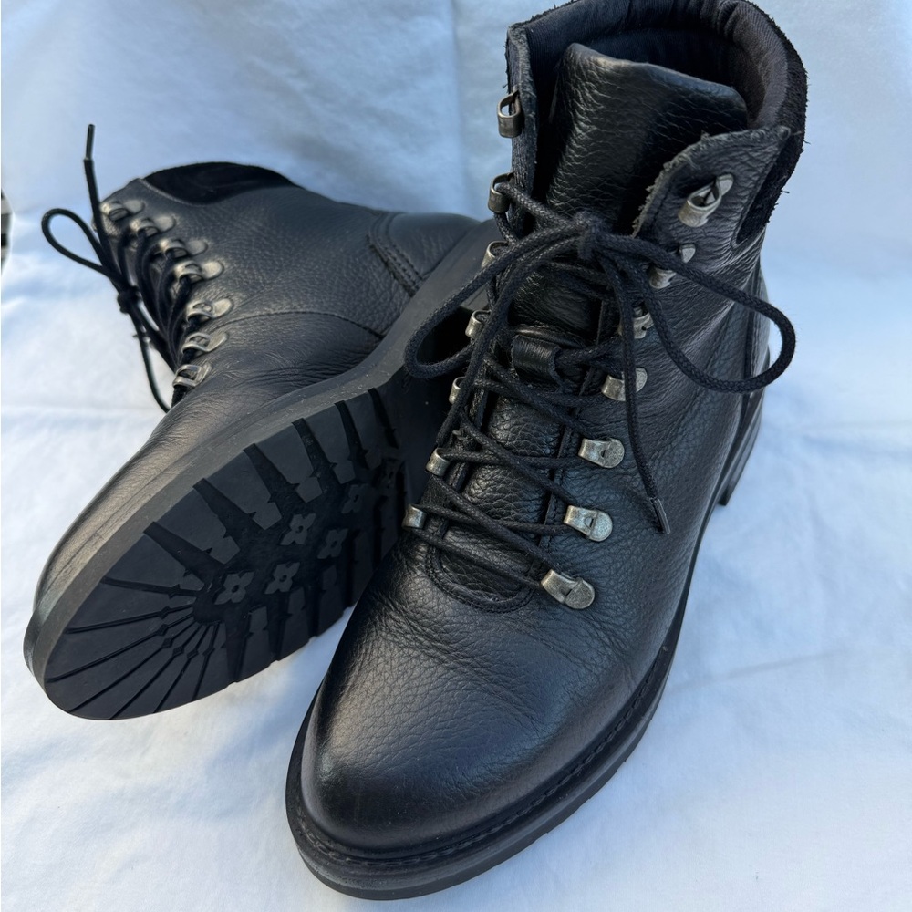 Fat Face Black Leather Combat Boots (real leather) - women’s 40